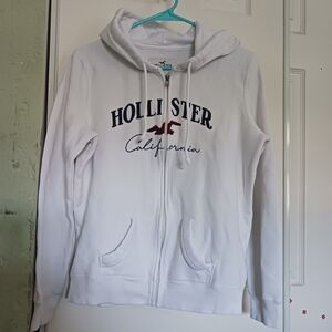 Y2K VTG Hollister Women's Hoodie Sweatshirt White SZ L Good Cobditions